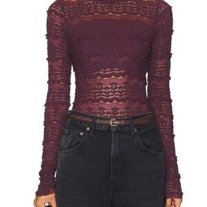 NWOT Free People Angelina Bodysuit- Wine Tasting $88 Medium